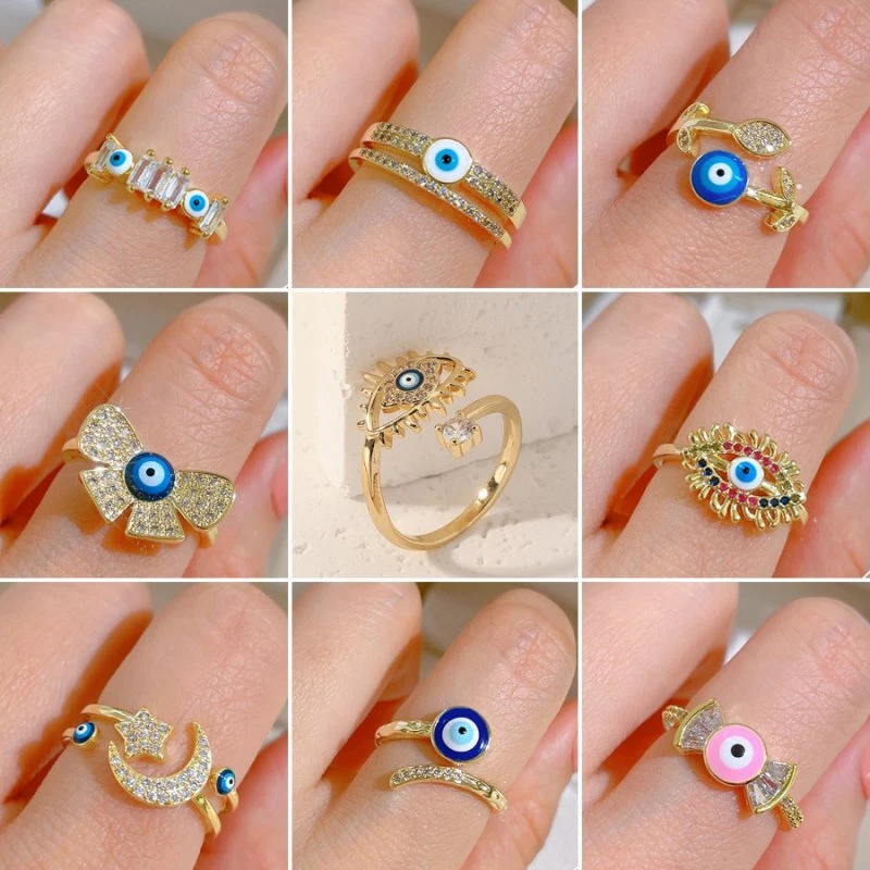 Rose gold evil eye cheap ring