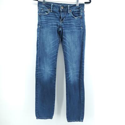 AEO American Eagle Womens Low Rise Medium Wash Skinny Jeans| 0S