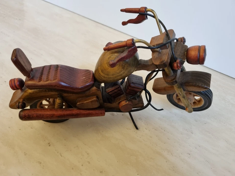 Handgefertigtes Holz Harley Davidson Motorrad Modell Bike Antik Wohndeko - Bild 4 von 4