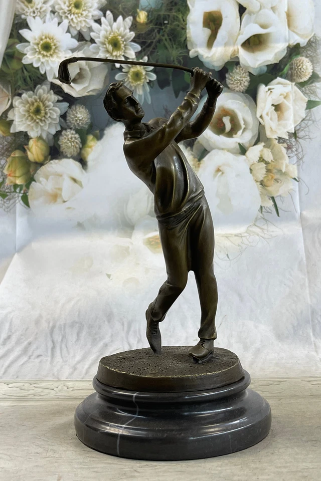 Art Deco Hot Cast Male Golfer Sport Memorabilia Bronze Sculpture Statue Figurine - Image 2 of 4