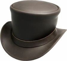 Leder Zylinder braun, bestes Leder Hut  Dressurreiten Gothic  NEU Pork Pie M-3XL