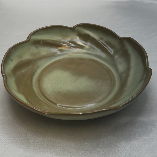 Vintage Frankoma Plainsman 218 Prairie Green Scalloped Edge Serving Bowl 10-7/8" - Picture 2 of 9