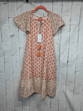 Clara the Label L Large Mini Dress Orange Pink Floral Boho Cottagecore Flutter S