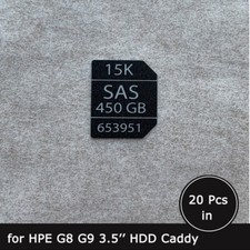 20pc of 653951-001 450GB 15K SAS 3.5" HDD caddy tray label sticker for HPE