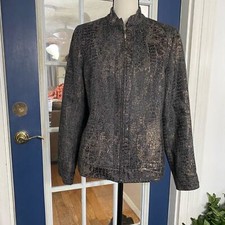Chico  s Size 1 US SIZE 8 brown and black animal print jacket