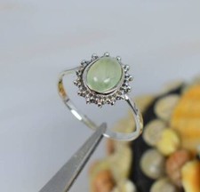Natural Green Prehnite Gemstone Ring,925 Sterling Silver Ring,All Sizes 3 to 14