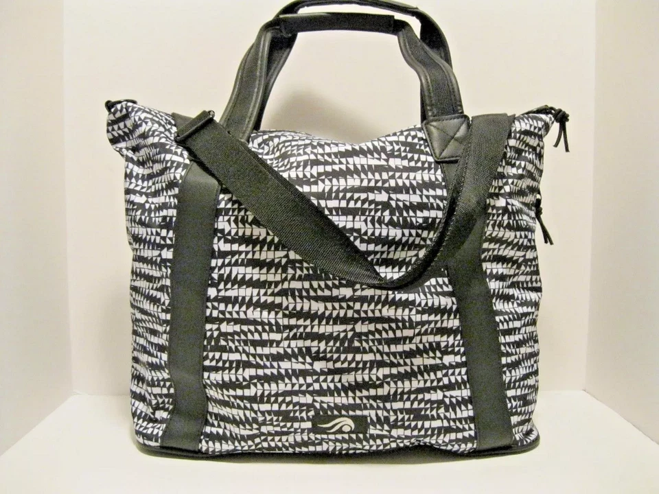 Ideology Duffel Satchel Tote Geo Print Shoe Compartment Black White - Image 2 of 4