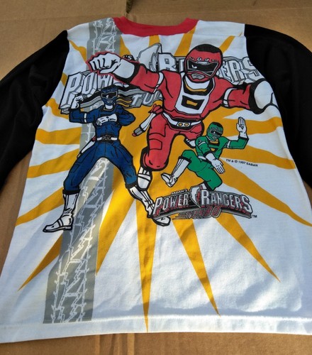 Vintage 1997 Mighty Morphin Power Rangers Ringer LS Pajama Top Kids 14 VGC - Picture 3 of 8