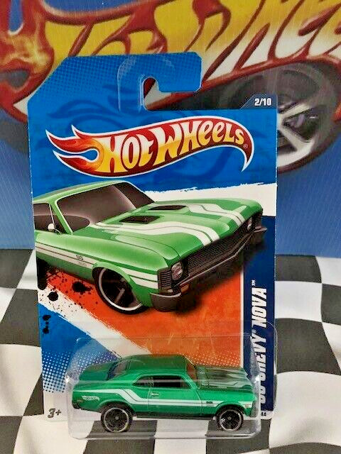 Hot Wheels 2011 Street Beasts 2/10 082 1968 Chevrolet  '68 Chevy Nova GREEN MC5