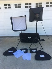 Savage LED studio lights x2 telescope stands with light diffusers