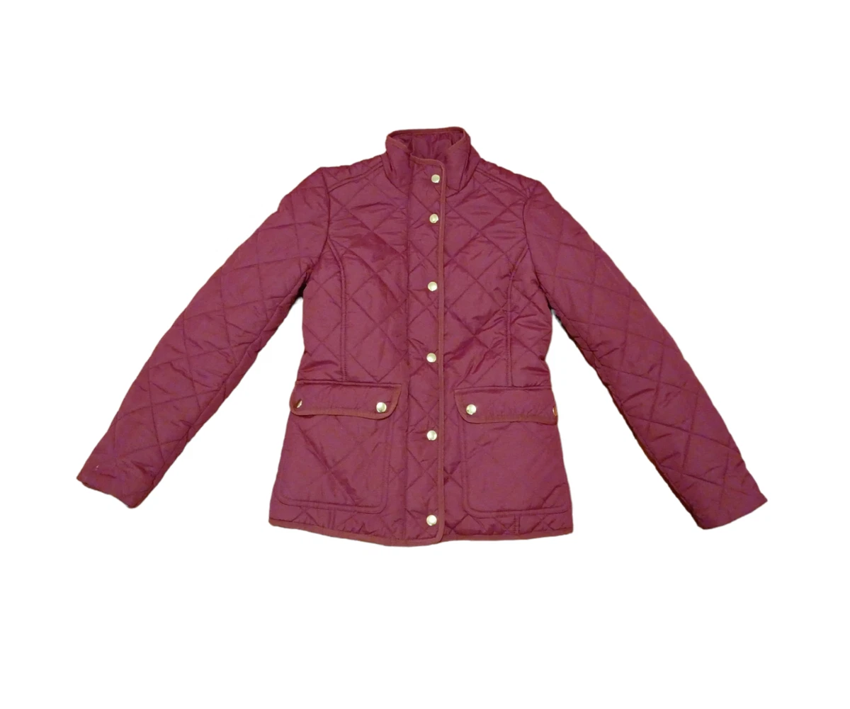 J. Crew Factory Lightweight Quilted Maroon Button Up Jacket Size XXS Womens