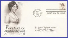 USA3 #1822 ADDR PCS ARTCRAFT FDC   Dolley Madison