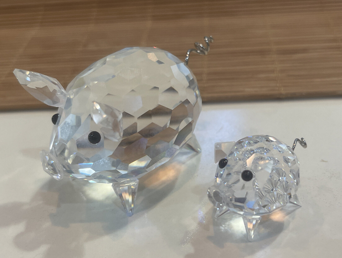 Swarovski Crystal Barnyard Friends Pig Piglet Figurine silver Curly