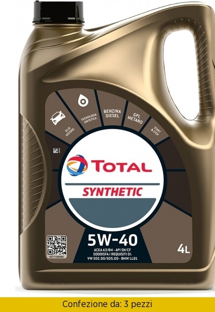 Total Lubrificante auto sintetico 5W40 lt 4 Multifuel TOTAL 8057168800654