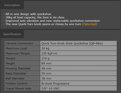 Markins Q3i Tr Emille with Quick Turn Knob Red Ball Head - Picture 3 of 3