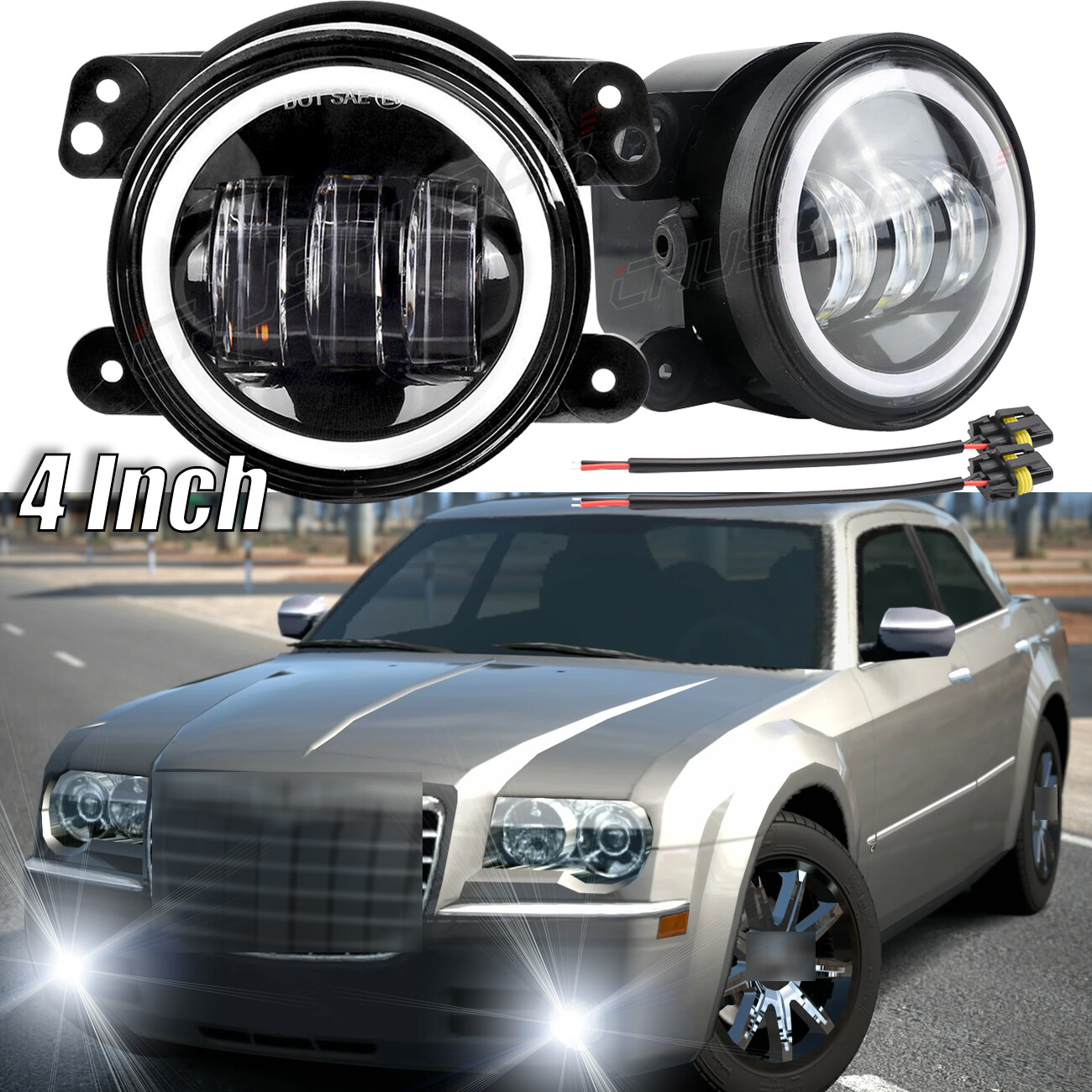 For Chrysler 300 05-11 Factory Replacement Lamps Fog Lights LED Clear Lens 2pcs