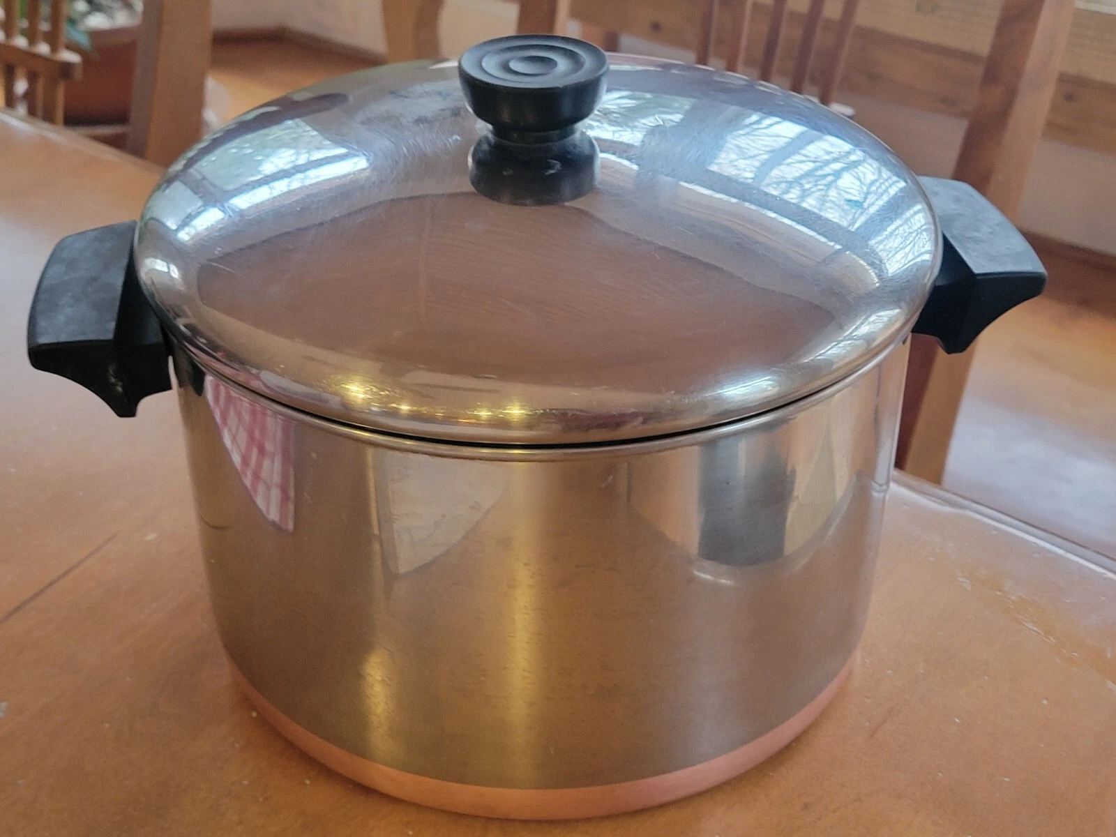 EUC Vintage Revere Ware 6 Qt Copper Clad Stock Pot, Lid Clinton IL USA 91