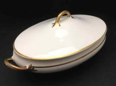 Gold Trim China Pattern - Large Oval Covered Dish - American China