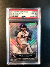 2022 Bowman Sterling refractor #BSR50 Spencer Strider, #'d/199, PSA 10