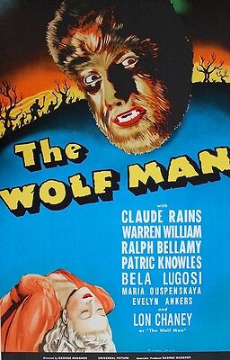 THE WOLF MAN 1941 40s OFFICIAL ORIGINAL CINEMA FILM MOVIE PRINT PREMIUM POSTER
