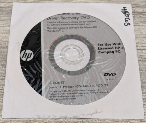 HP Application and Driver Recovery + OS NEW DVD Win 7 804436-B21 ProBook 4xx G3