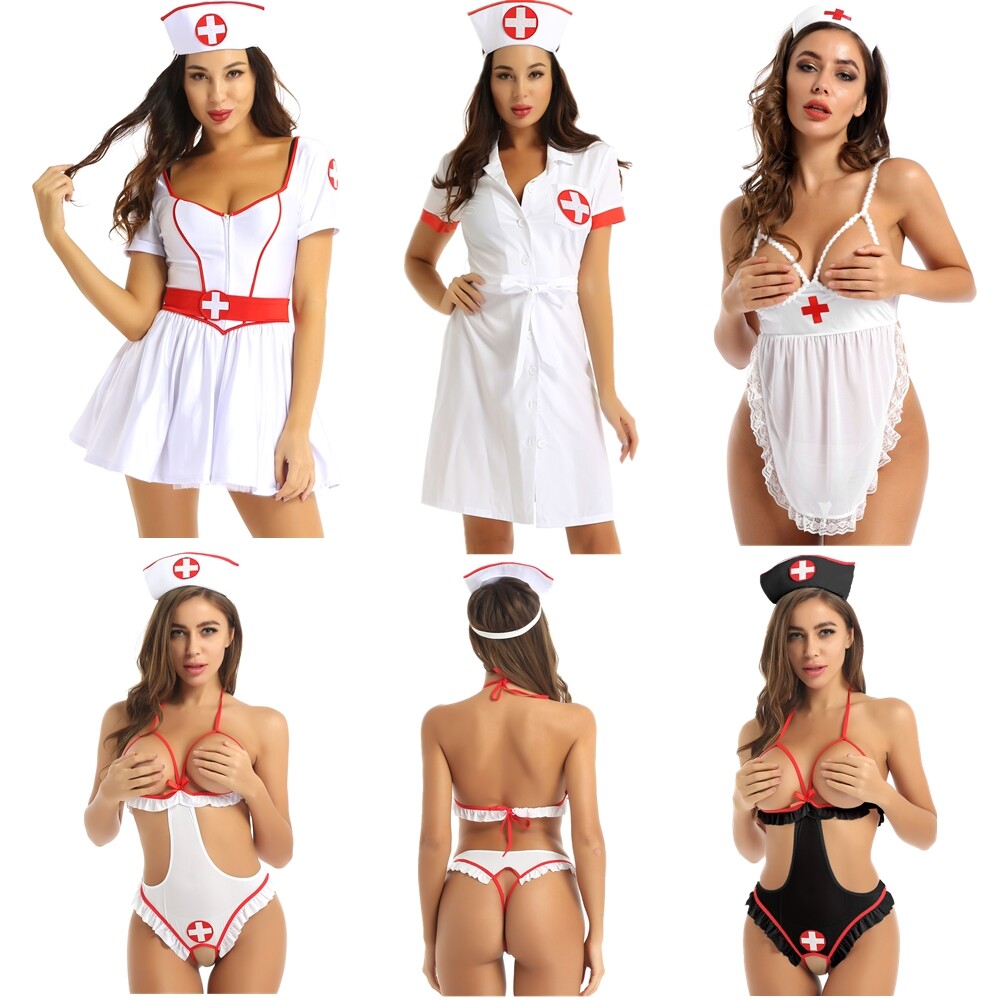 Disfraz enfermera lencería body vestido y capucha para carnaval fiesta lema