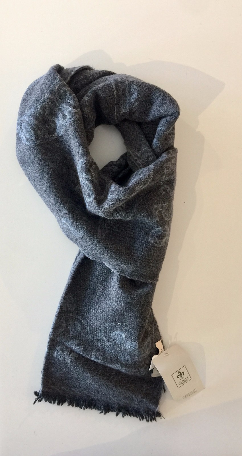GF Ferre Dark Gray Wool Viscose Foulard Patterned Scarf main image 0