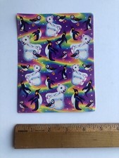 Feuille autocollant vintage ours polaire et pingouin Lisa Frank