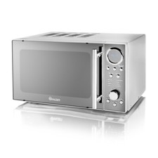 Swan Classic Silver 800W 20L Microwave in Polished Stainless Steel SM3080LN
