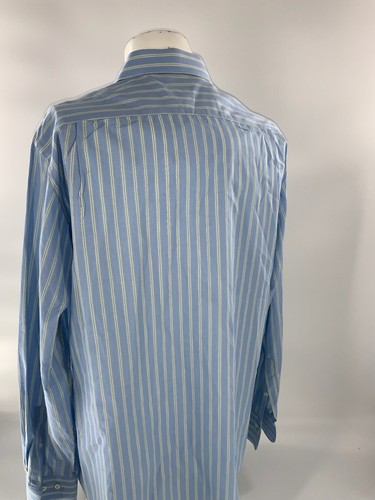 F Posillipo Italy Bespoke Dress Shirt 17 36 Blue Stripe Cotton Mint YGI G2-71 - Picture 5 of 12