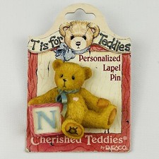 Cherished Teddies Letter N Personalized Lapel Pin T is for Teddies 203297N