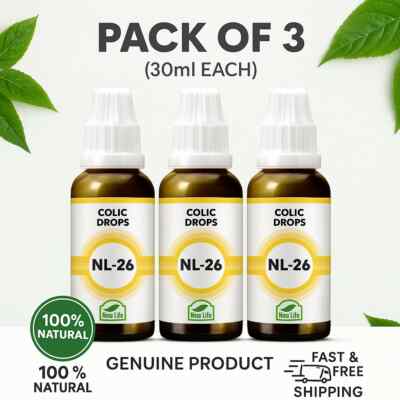 New Life NL-26 Colic Drops | Homeopathic | Pack of 3 | 30ml Each | Free Shipping