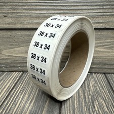38x34 Retail Size Stickers for Store Boutique Clothing Label Apparel Roll