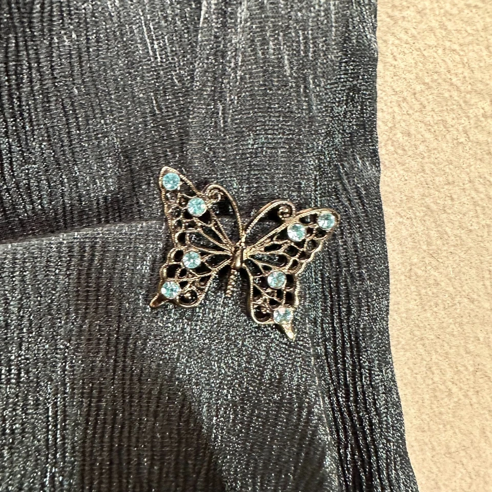 Vestido Vaina Vintage Años 90 y2k CDC Satinado Mariposa Estrás Verde Oscuro Talla 4 Foto 4 de 4