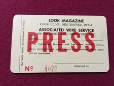 LOOK MAGAZINE PRESS PASS- MAGAZINE VINTAGE New York , NY 1967 Super Rare Orginal