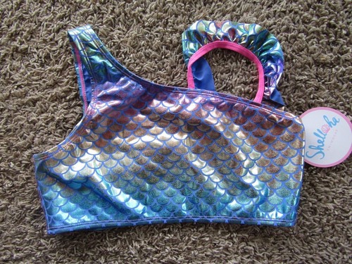NWT Shellha Swimwear Mermaid Blue/Pink Polyester Blend Youth 2 Piece Swimsuit 12 - Picture 3 of 6