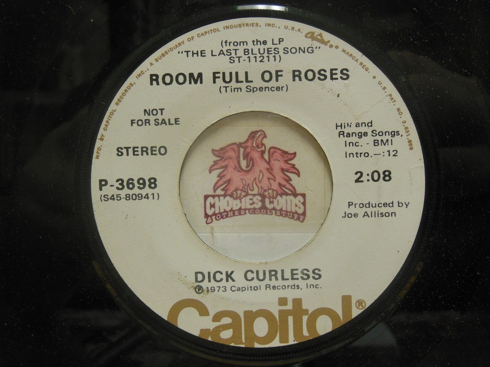 Promo! Dick Curless – The Last Blues Song / Room Full Of Roses, 45 RPM ...