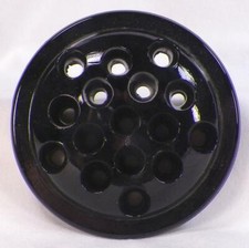 Black Amethyst Glass Flower Frog 16 Holes Depression Arranging Vintage 2