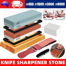 2X Whetstone Knife Sharpening Stone Water Wet Stone Set 400/1000/3000/8000 Grit