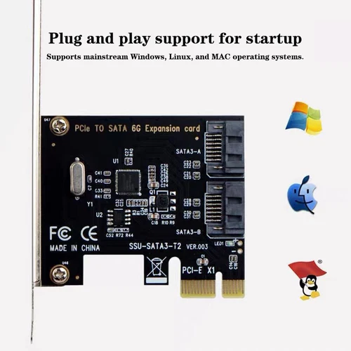 PCI-E SATA 1X 4X 8X 16X PCI-E Cards PCI Express To SATA 3.0 2-Port SATA III 6Gbp