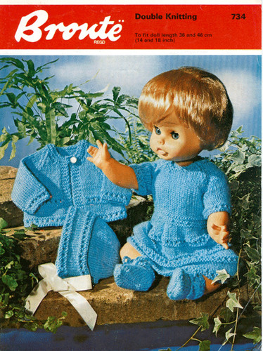 Babypuppe Strickanleitung für Kleid Jacke Booties Mütze für 14 / 18 Zoll Puppe