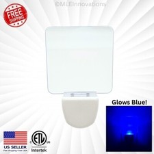   Plug In Night Light Square Modern Compact Nightlight Always On Clear LED Blue