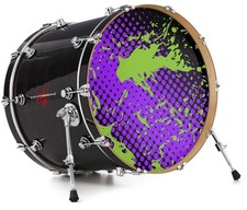 Vinyl Decal Skin for 20" Bass Kick Drum Head Halftone Splatter Green Purple