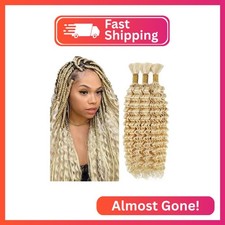 14 14 14 Inch 613 Blonde Human Braiding Hair for Boho Braids Deep Curly 150g 3