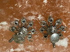 Vintage B.N Bugbee N.^ Floral Screw Back Earrings w/ B & W Rhinestones — photo 3