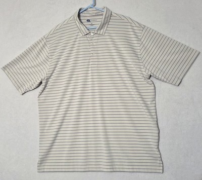 Onward Reserve Golf Preformance Polo Shirt Men's Size 2XL Ivory Striped  437