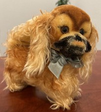 Vintage Steiff 1950s Pekinese Puppy Dog Mohair Plush ID Button Tag 8" tall