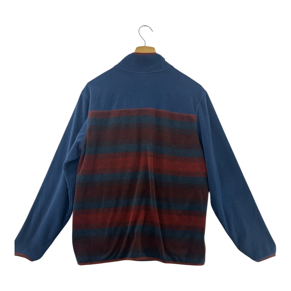 Sudadera Pullover Eddie Bauer Para Hombre Polar Azul Rojo Rayas Cuello A Presión L Foto 2 de 4