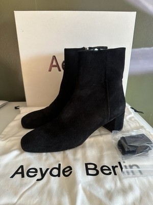 Aeyde Stiefeletten Ankle boots Wildleder 41 40,5 schwarz Schuhe loafer Sandalen