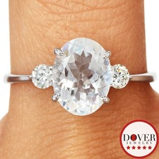 Estate Diamond 1.91ct Moonstone 14K White Gold Band Ring 1.6 Grams NR